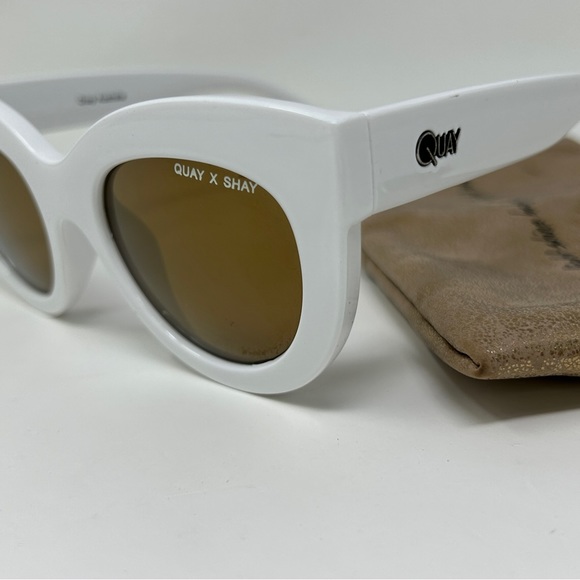 Quay Australia X Shay Mitchell Jinx White Cat Eye Womens Sunglasses Bronze Lens - Picture 4 of 11